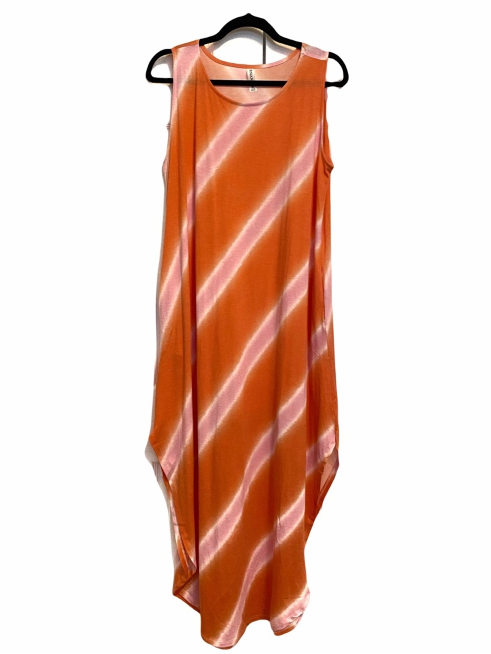 Zenana Orange‎ & Pink Tie-Dye Tank Dress Size XL